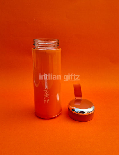 Nice Vacuum Insulated Glass Water Bottle 400ml with handle.  Perfectly suited for return gifts at birthdays, housewarming ceremonies, festive celebrations, and various special occasions